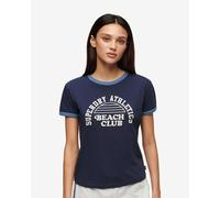 Superdry Beach Graphic Fitted Ringer Short Sleeve T-shirt Blue XS Women