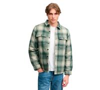 Borg Lined Miller Overshirt Green Check L