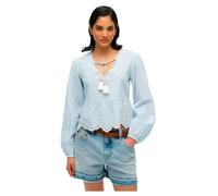 Superdry Broderie Long Sleeve Blouse Blue M Women