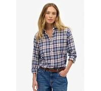 Superdry Check Flannel Boyfriend Shirt, Blue, Size 10, Women Blue