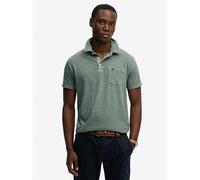 Superdry Classic Cotton Linen Short Sleeve Polo Shirt, Green, Size L, Men Green