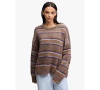 Superdry & Co Brushed Striped Relaxed Jumper Brown Mix
