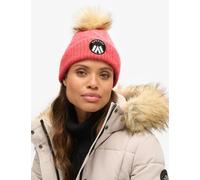 Superdry & Co Cable Knit Pom Pom Beanie Hat with Wool Pink