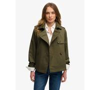 Superdry & Co Cotton Rich Collared Short Trench Coat Green