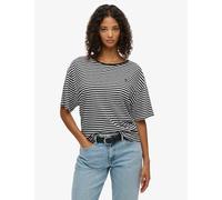 Superdry & Co Cotton Rich Striped Boat Neck T-Shirt Black