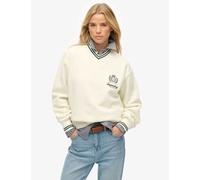Superdry & Co Cotton Rich V-Neck Oversized Sweatshirt White