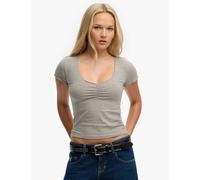 Superdry & Co Cotton Rich V-Neck Slim Fit Top Grey