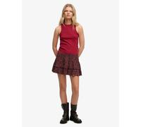 Superdry & Co Floral Shirred Ruffle Mini Tiered Skirt Red