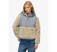 Superdry & Co Half Zip Hooded Hybrid Fleece Beige Mix