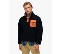 Superdry & Co Men's Fleece Textured Half Popper Jumper - Navy, Navy