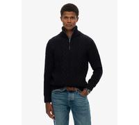 Superdry & Co Men's Wool Blend Cable Knit Half Zip Jumper - Navy, Green,Navy