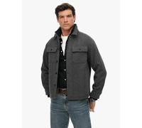 Superdry & Co Men's Wool Blend Herringbone Overshirt - Light Grey, Light Grey