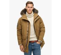 Superdry & Co Padded Hooded Longline Faux Fur Trim Parka Jacket Brown