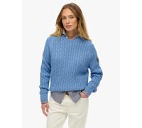 Superdry & Co Pure Cotton Cable Knit Relaxed Jumper Blue