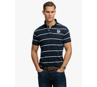 Superdry & Co Pure Cotton Jersey Striped Polo Shirt Navy Mix