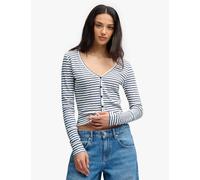 Superdry & Co Pure Cotton Striped Cardigan Navy Mix