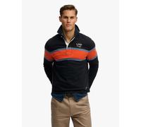 Superdry & Co Pure Cotton Striped Funnel Neck Rugby Top Navy Mix
