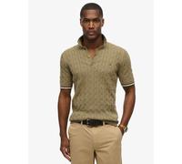 Superdry & Co Pure Cotton Textured Knitted Polo Shirt Green Mix