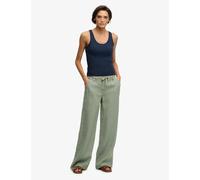 Superdry & Co Pure Linen Low Rise Wide Leg Trousers Green