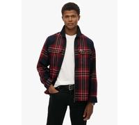 Superdry & Co Relaxed Fit Wool Blend Checked Overshirt Navy