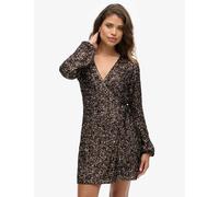 Superdry & Co Sequin V-Neck Mini Wrap Dress Bronze
