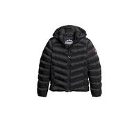Superdry COAT HOODED FUJI PADDED JACKET BLACK 14 WOMEN, Black/White, UK 14