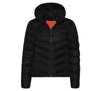 Superdry COAT HOODED MICROFIBER PADDED JKT Black 12 Women, Black/White, UK 12