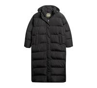 Superdry COAT MAXI HOODED PUFFER COAT BLACK 14 WOMEN, Black/White, UK 14
