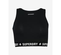 Superdry Code Elastic Crop Sleeveless Top Black White Women - XS