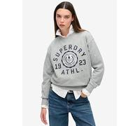 Superdry College Script Loose Sweatshirt - Grey, Grey, Size 14, Women Grey