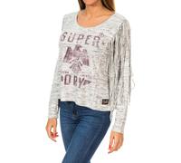 Superdry Colorado Fringe G60000GN Womens Long Sleeve Sweater - Grey Cotton - Size X-Small