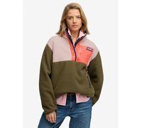 Superdry Colour Block Fleece Pull Over Jacket Green M Woman