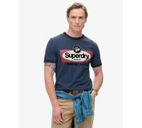 Superdry Core Logo Ringer Workwear Graphic T Shirt Navy Men's Cotton Tee