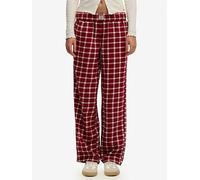 Superdry Cotton Check Elastic Trousers, Red, Size 8, Women Red