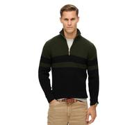 Superdry Cotton Classics Stripe Henley Half Zip Sweater Green 2XL Men