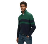 Superdry Cotton Classics Stripe Henley Half Zip Sweater Green S Men