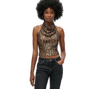 Sequin Backless Blouse with Cowl Neck for Women Superdry Marron L