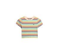 Superdry Crop Top Shirt for Women, Pigment Yellow Stripe, 10