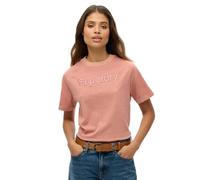 Superdry Emb Core Logo Boxy Loose Short Sleeve T-shirt Pink S Women