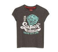 Superdry Embellished Poster Cap Slv Short Sleeve T-shirt Grey L Women