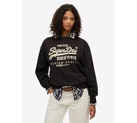 Superdry Embellished Vl Loose Crew, Black, Size 10, Women Black