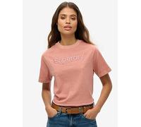 Superdry Emb Core Logo Boxy Loose Short Sleeve T-shirt Pink 2XS Women
