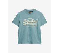 Superdry Embroidered Vintage Logo short sleeve light blue women's t-shirt. - XXS