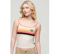 Superdry Essential Branded Vest Top Sunset Coral Stripe