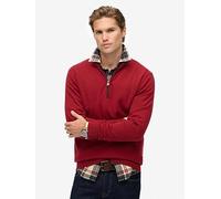 Superdry Essential Cotton Knitted Quarter Zip Jumper, Red, Size S, Men Red
