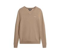 Superdry Essential Emb Vee Knit T-Shirt for Men, Oatmeal Grey Marl, L