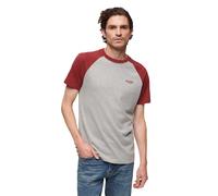 Superdry Men's Essential Logo Baseball Tshirt T-Shirt, Grey Marl/Vintage Red Marl, XXL