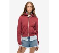 Superdry Essential Logo Cropped Zip Hoodie, Red, Size 16, Women Red