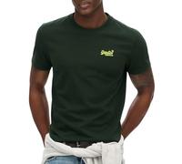 Superdry Essential Logo Embroidered Short Sleeve T-Shirt L, Forest Green/Fluro Yellow, L