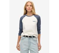 Superdry Essential Logo Long Sleeve Baseball Top, Navy, Size 12, Women Navy